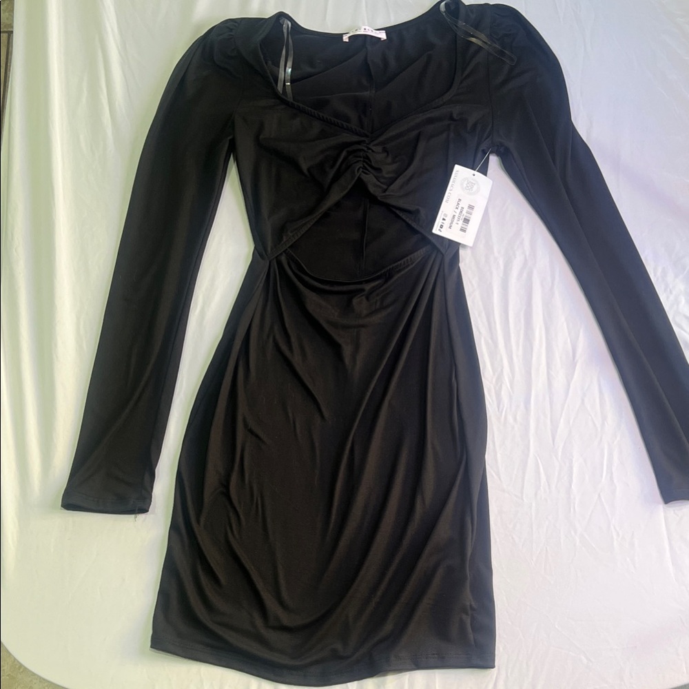 Blue Blush Black Long Sleeve Dress